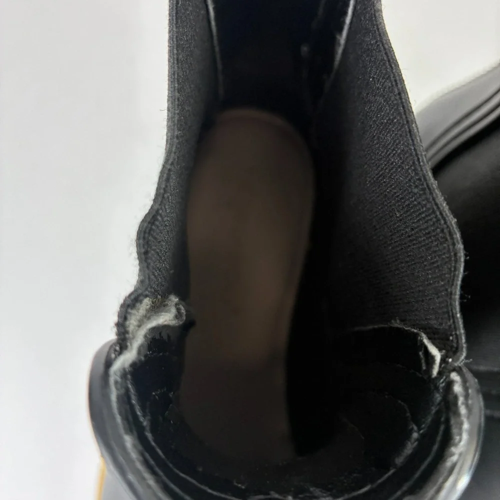 Bernardo Willa Women's US 8 Black Yellow Waterproof Platform Chelsea Rain Boots